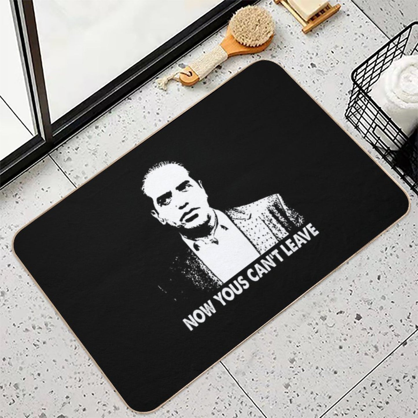 Now Yous Can't Leave Art Retro Black And White  Absorbent Bath Mat
