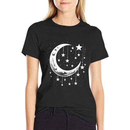 Galaxy Night Sky Moon Lunar Stars Love  Polyester Blend T-Shirt