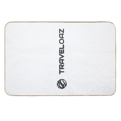 Vertical Version of TravelOAZ Monochromatic Pantone Normal Size Full Logo  Rapid-Drying Bath Mat