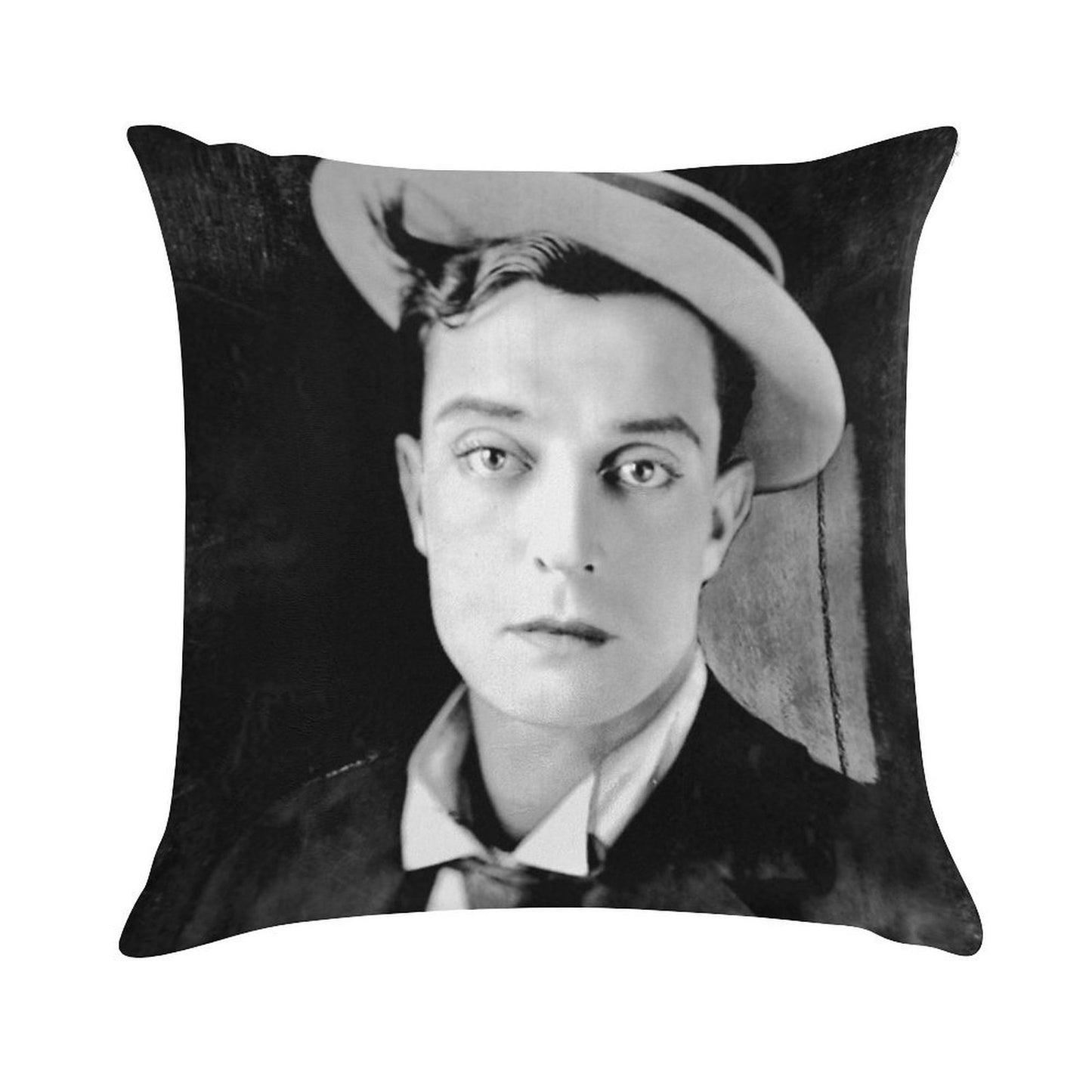 Buster Keaton - BW Vintage - D13 Soft Reinforced Edging Throw Pillow