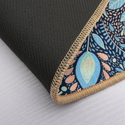 Flower Rectangle - Navy  Stain-Proof Bath Mat