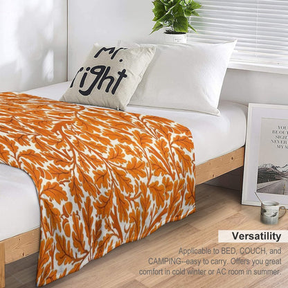 William Morris Oak Leaves, Rust Orange And Cream Gift-ready Throw Blanket
