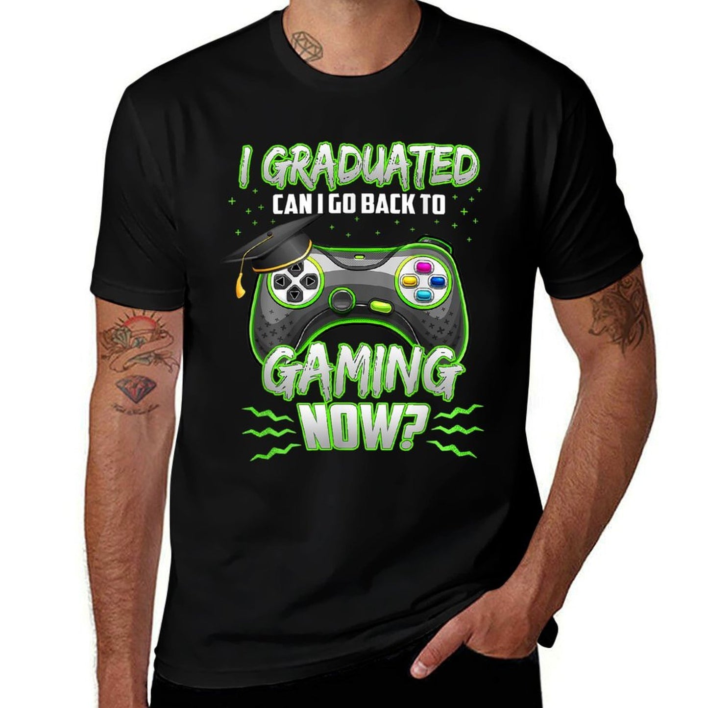 Funny Can I Go Back to Gaming Graduation Video Game Gamer  Cotton T-Shirt