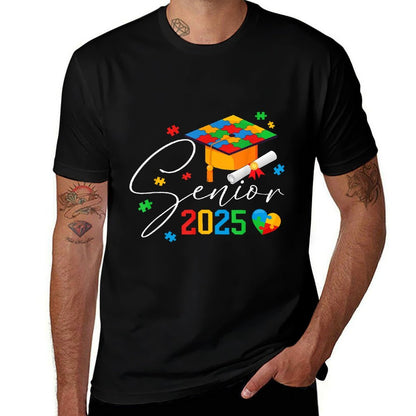 Puzzle Autistic Senior 2025 Autism Graduation Boys Girls  Classic T-Shirt