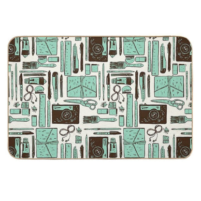 Artist Tools Pattern  Dirt-Trapping Bath Mat