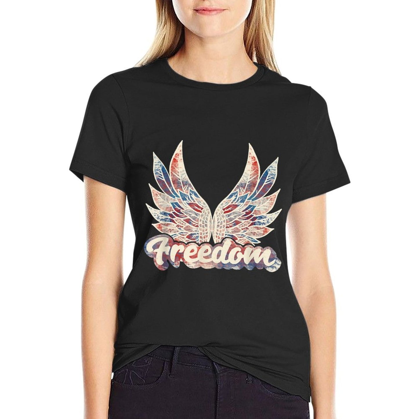 Vintage Freedom Wings 4th of July Patriotic Angel Wings USA  Vintage-inspired T-Shirt