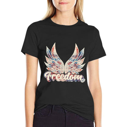 Vintage Freedom Wings 4th of July Patriotic Angel Wings USA  Vintage-inspired T-Shirt