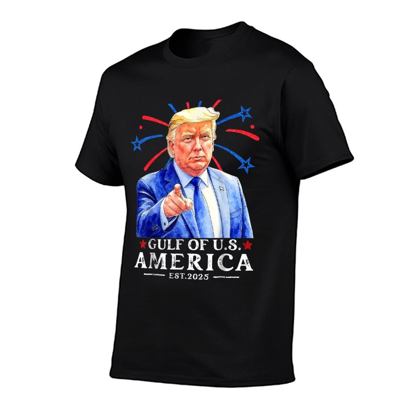 Funny Trump Gulf Of USA America 2025 Happy 4th Of July Trump  Ribbed Collar T-Shirt