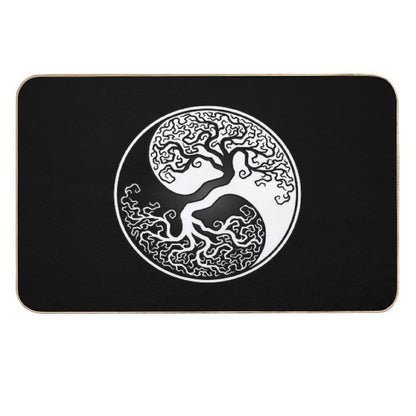 White And Black Tree of Life Yin Yang  Versatile Bath Mat