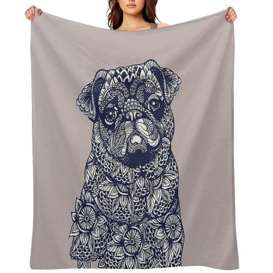 Mandala of Pug Wrinkle-free Throw Blanket