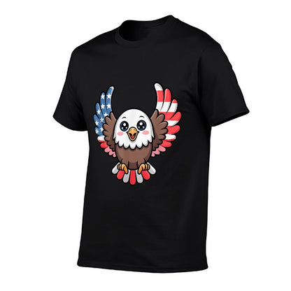 Cute Bald Eagle Kawaii USA Wings 4th of July Kids  Oversized Silhouette T-Shirt