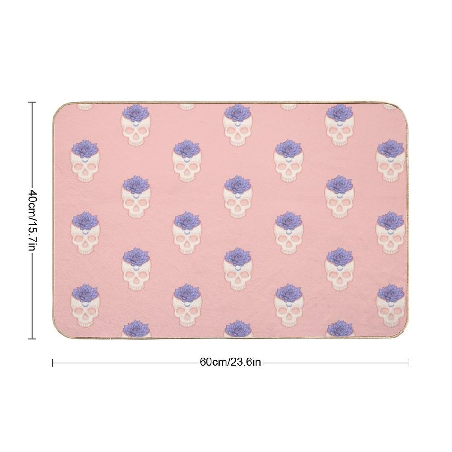 Skull Succulent  Lilac Purple  Non-Slip Bath Mat