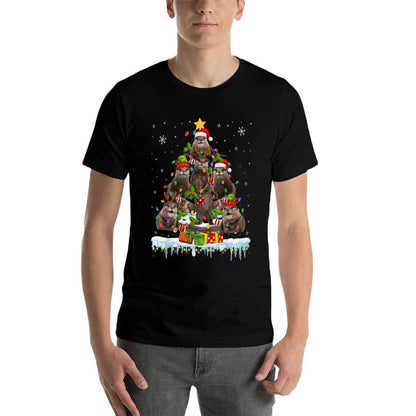 Santa ELF Reindeer Otter Christmas Tree Christmas Lights  Vintage-inspired T-Shirt