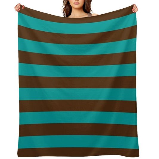 Chocolate And Teal Stripes Multi-functional Throw Blanket