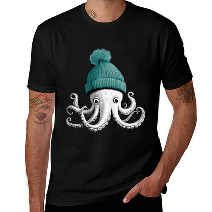 Octopus With Winter Hat  Wrinkle-resistant T-Shirt