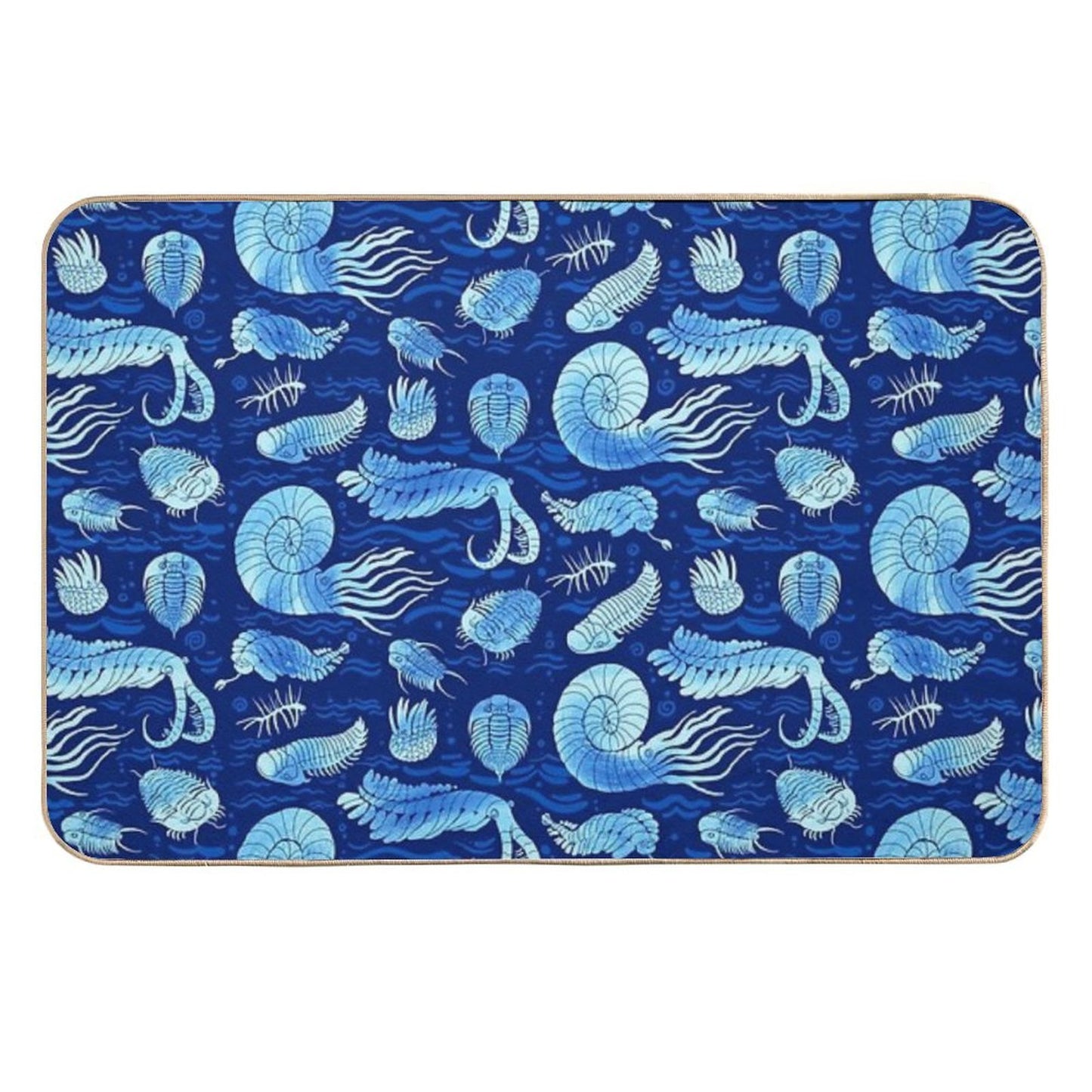 Ancient Sea Animals Trilobites, Anomalocaris, Wiwaxia And Others on Dark Bg  Toxin-Free Bath Mat