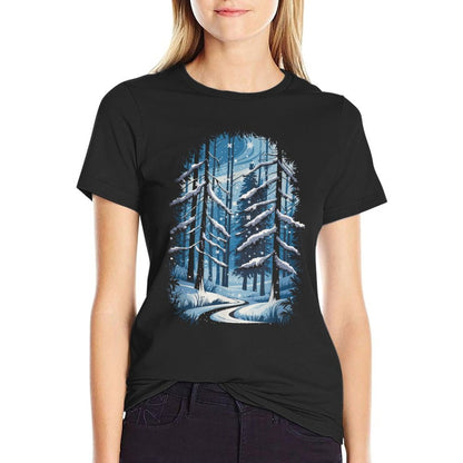 Winter Twilight Forest Snow Nature Wilderness  Summer-ready Fabric T-Shirt