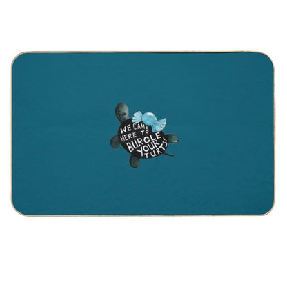 Black Turtle Burgles in Teal Durable Bath Mat