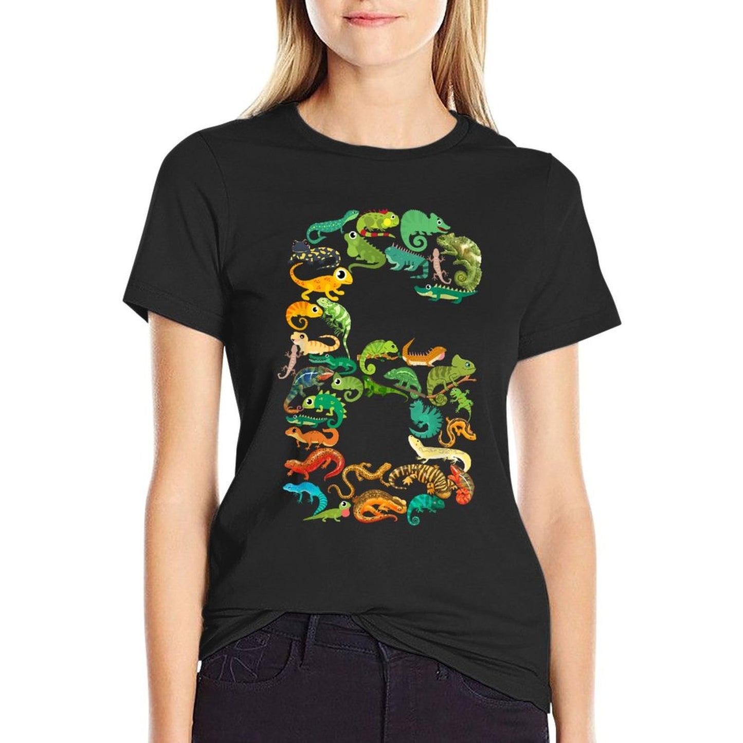 Kids 6th Birthday Reptiles Lizards Theme 6 Year Old Boys  Durable T-Shirt