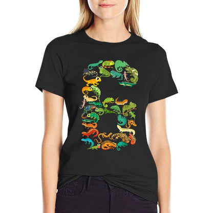 Kids 6th Birthday Reptiles Lizards Theme 6 Year Old Boys  Durable T-Shirt