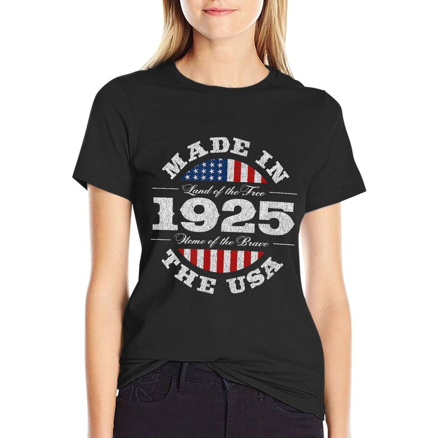 100 Year Old American USA 1925 100th Birthday  Rolled Sleeves T-Shirt