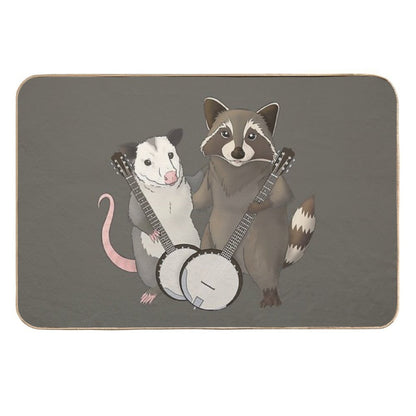 Opossum And Raccoon with Banjos  Long-Lasting Bath Mat