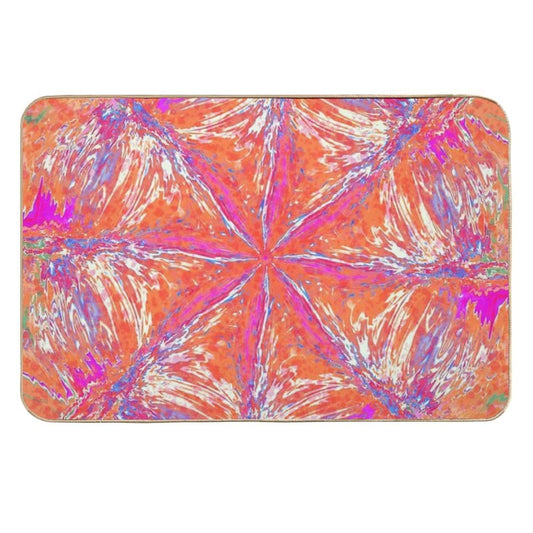 Chaotic Autumn Texture  Psychedelic Fall Art  Vibrant Abstract Design  Rapid-Drying Bath Mat