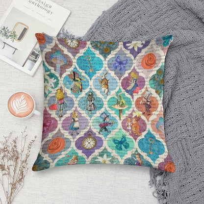 Wonderland Collage Pattern - Vivid Soft Ultra-Soft Texture Throw Pillow