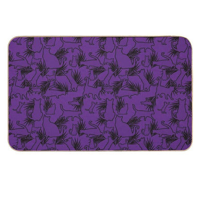Feral Flora Gothic Cat Pattern with Jungle Flair in Black  Stain-Proof Bath Mat