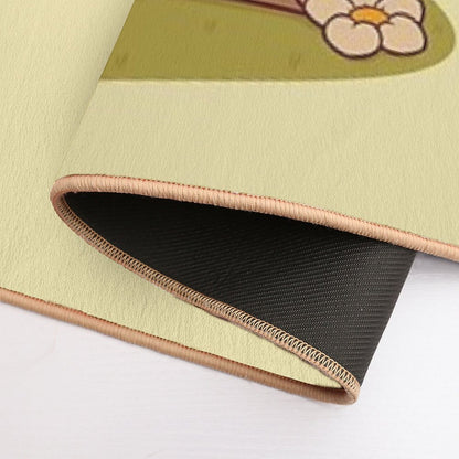 Mushroom And Frog Friends  Easy To Clean Bath Mat