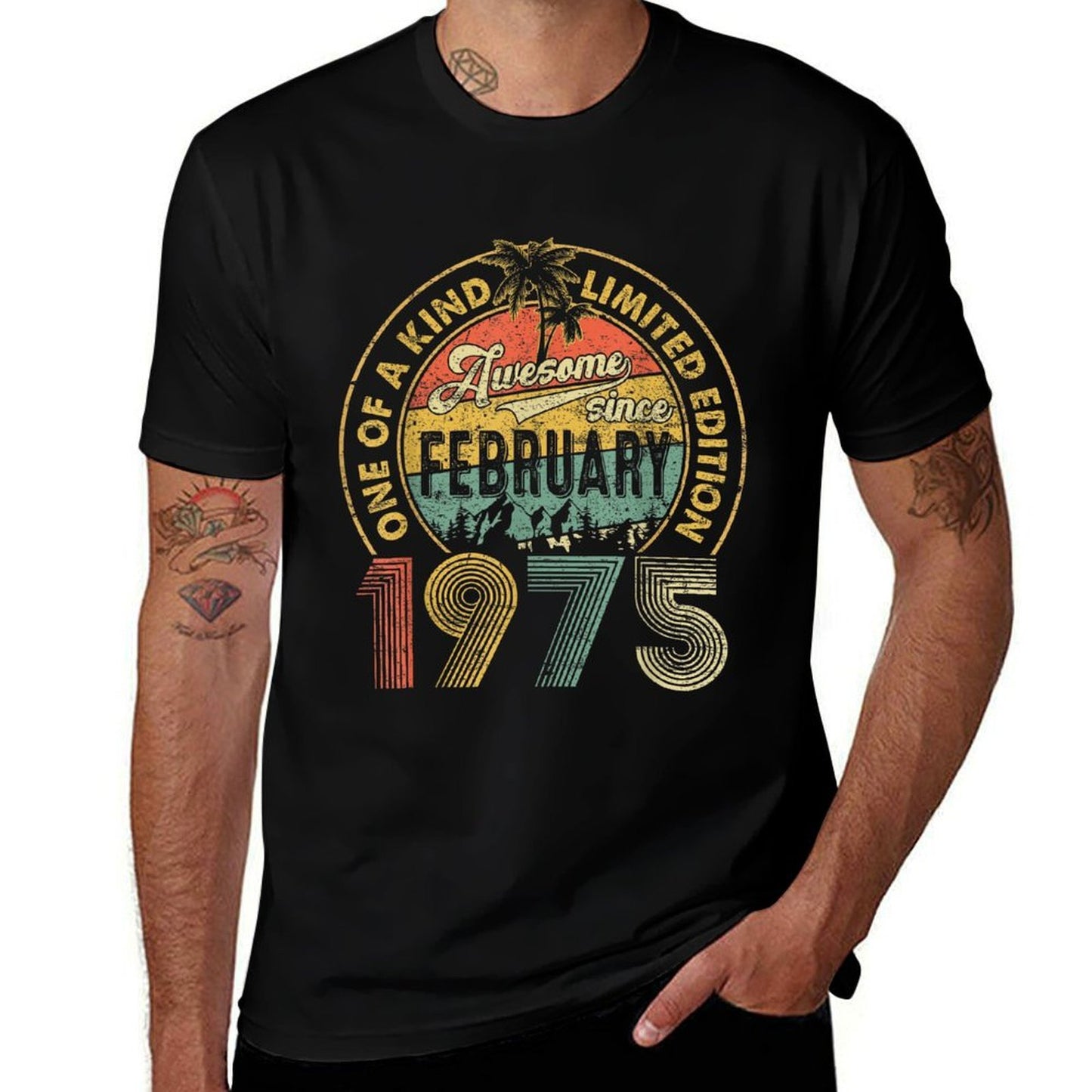 Funny 50 Years Old Vintage February 1975 50th Birthday Gift  Vintage-inspired T-Shirt