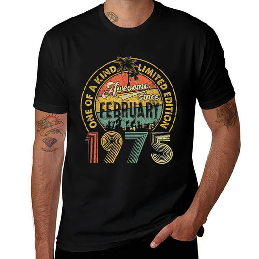 Funny 50 Years Old Vintage February 1975 50th Birthday Gift  Vintage-inspired T-Shirt