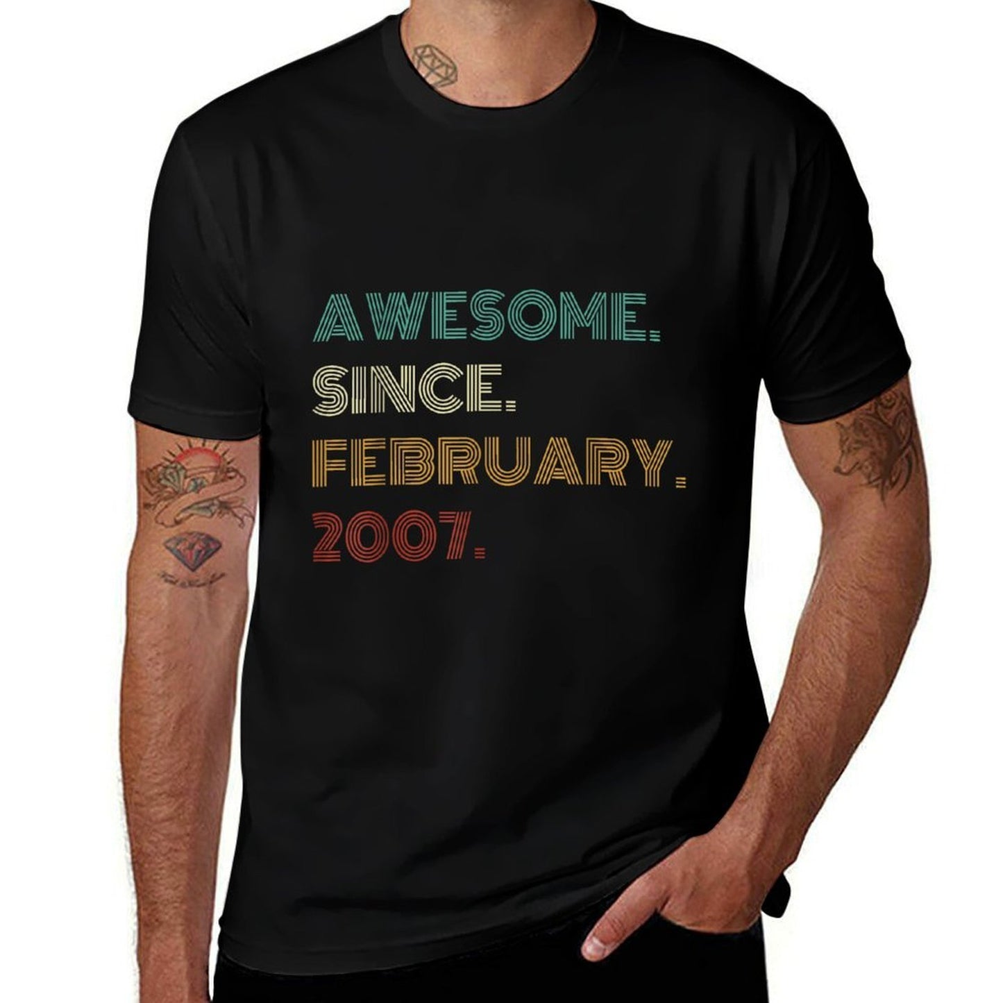 18 Years Old Awesome Since February 2007 18th Birthday  Affordable Price T-Shirt