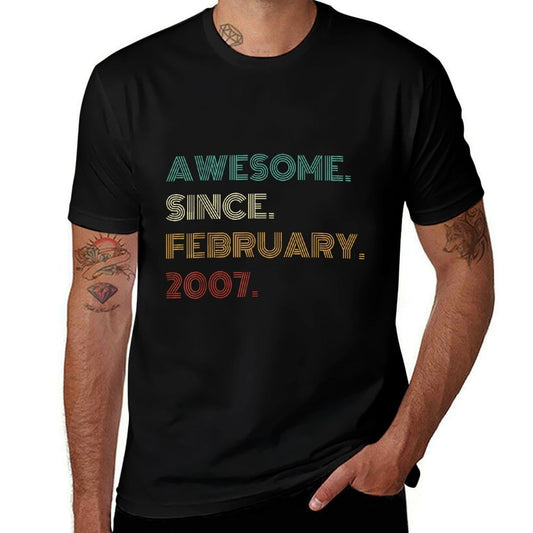 18 Years Old Awesome Since February 2007 18th Birthday  Affordable Price T-Shirt