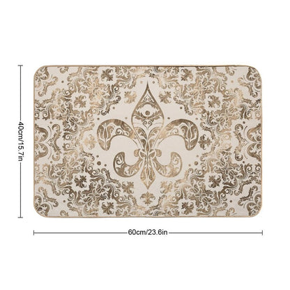 Fleur-de-lis Ornament - Pastel Gold  Slip-Resistant Bath Mat