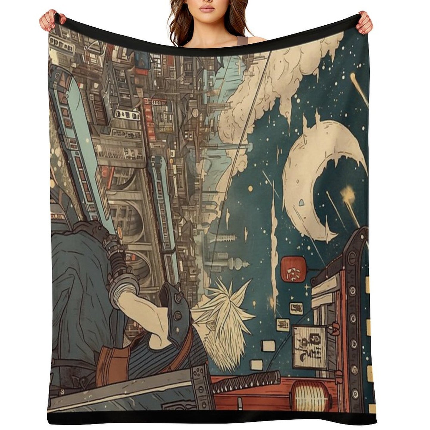 Traditional Cloud Machine-washable Throw Blanket