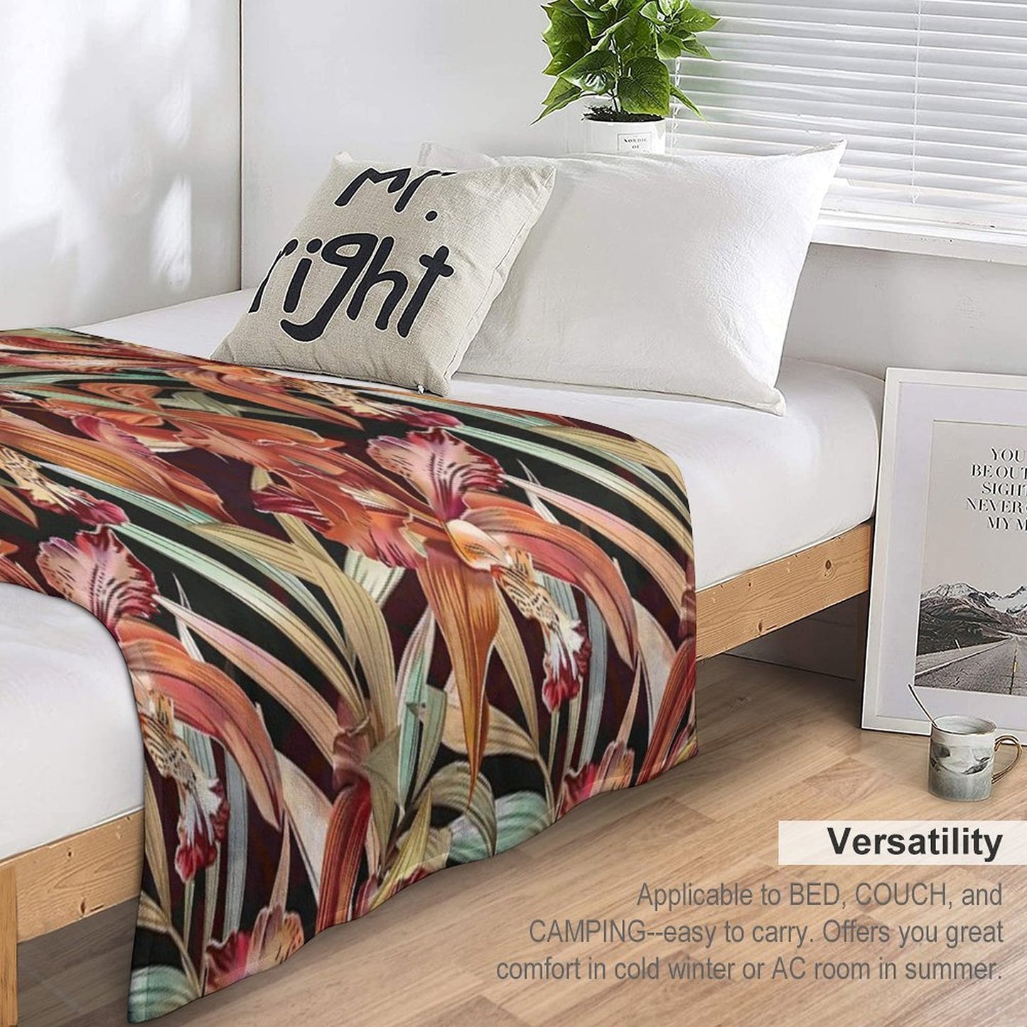 Autumn Orchid Splendor Machine-washable Throw Blanket