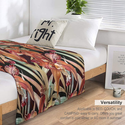 Autumn Orchid Splendor Machine-washable Throw Blanket