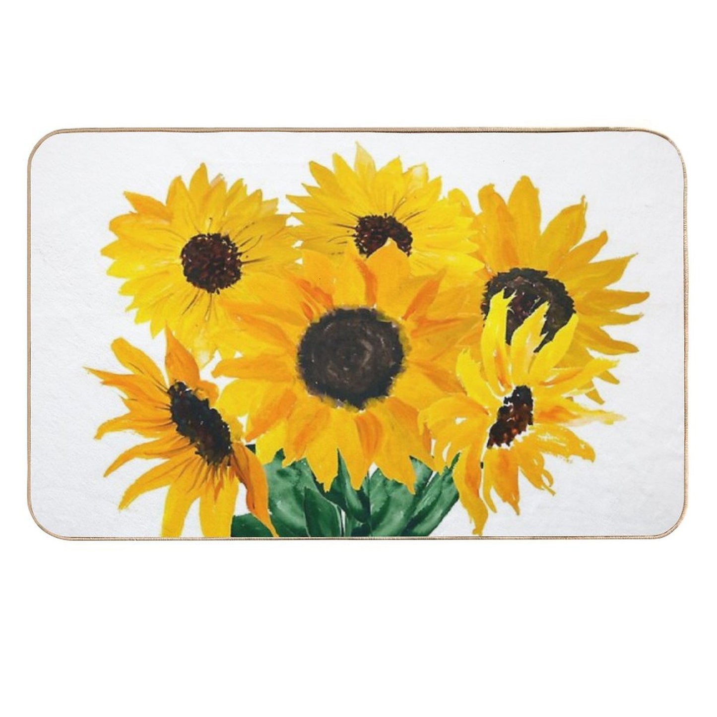 Painted Sunflower Bouquet  Repositionable Bath Mat