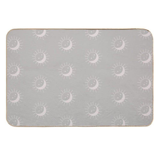 Pretty Sun And Moon Pattern Soft Aesthetic In Muted Colors Taupe  Repositionable Bath Mat