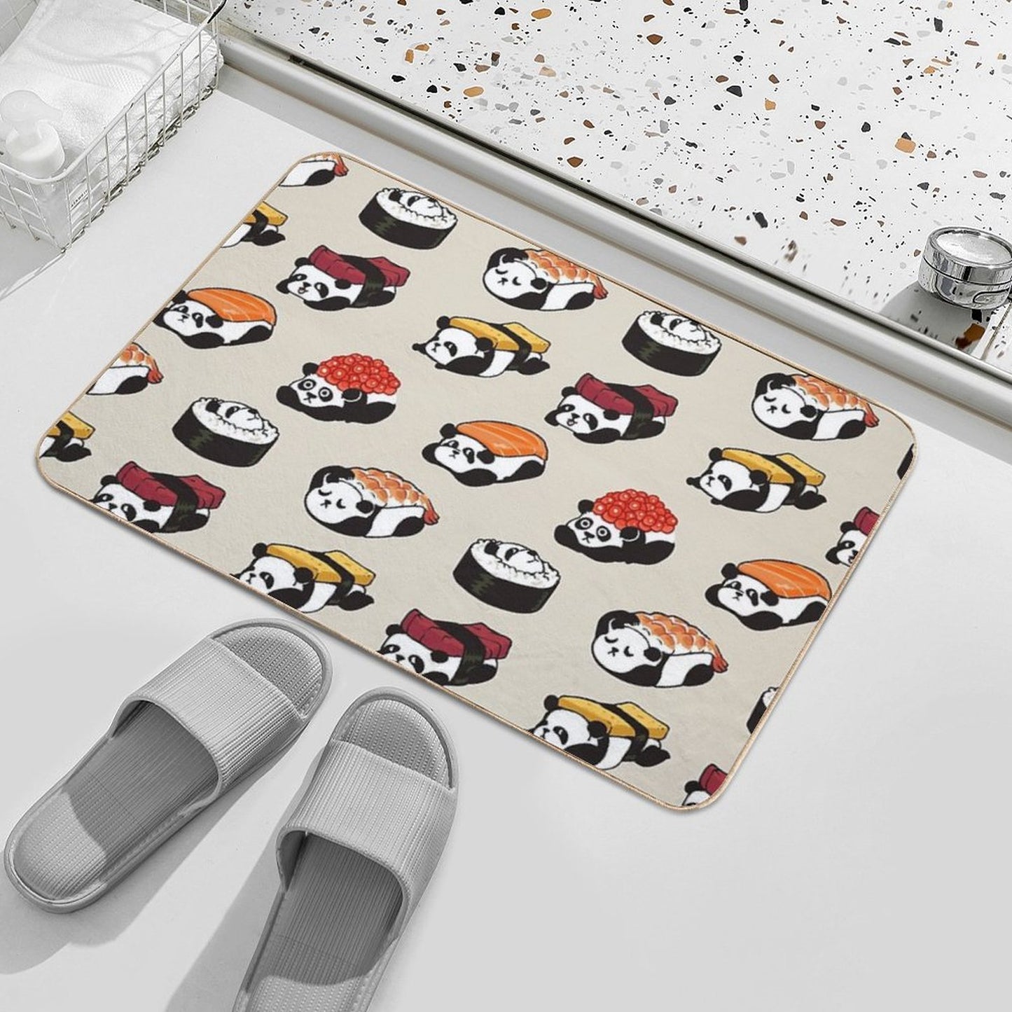 Sushi Panda  Easy To Clean Bath Mat