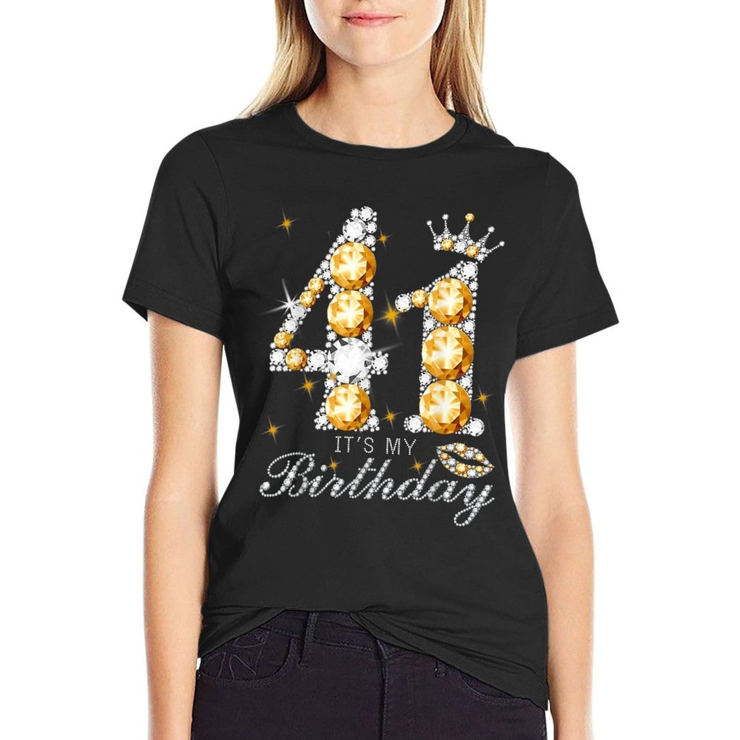 It&#39;s My 41th Birthday Queen 41 Years Old Shoes Crown Diamond  Trendy Pattern T-Shirt