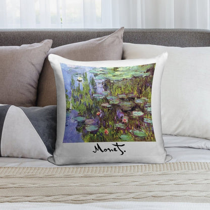 Monet - Waterlilies (Nympheas) Soft Reinforced Edging Throw Pillow