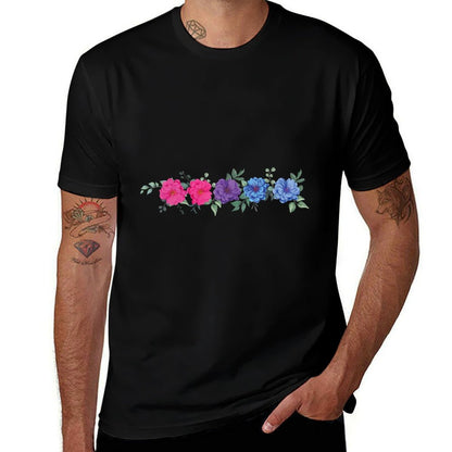 Floral Bisexual Pride, Boho LGBT, Cute LGBTQ Flowers  Trendy Pattern T-Shirt