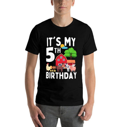 Kids It's My 5th Birthday 5 Years Old Farm Animals Theme for Kids  Lightweight T-Shirt