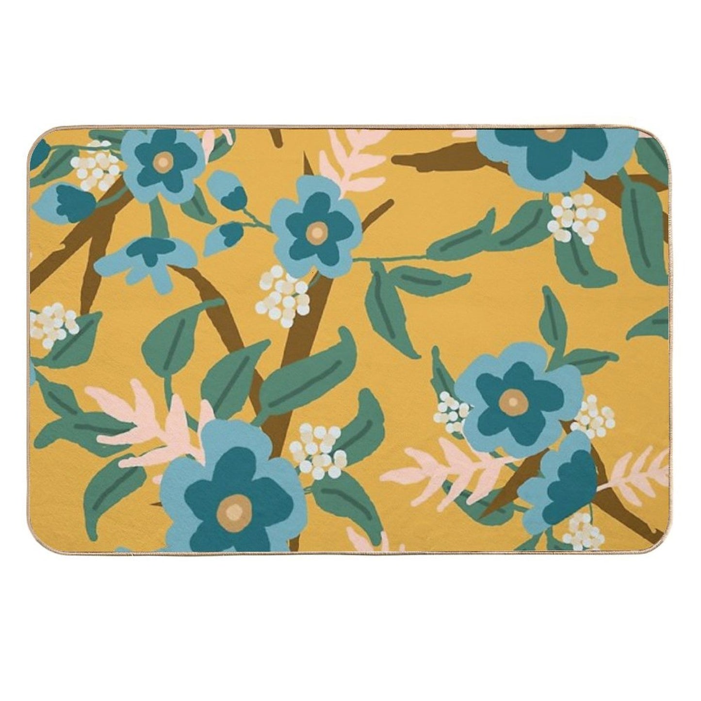 Yellow Floral  Versatile Bath Mat