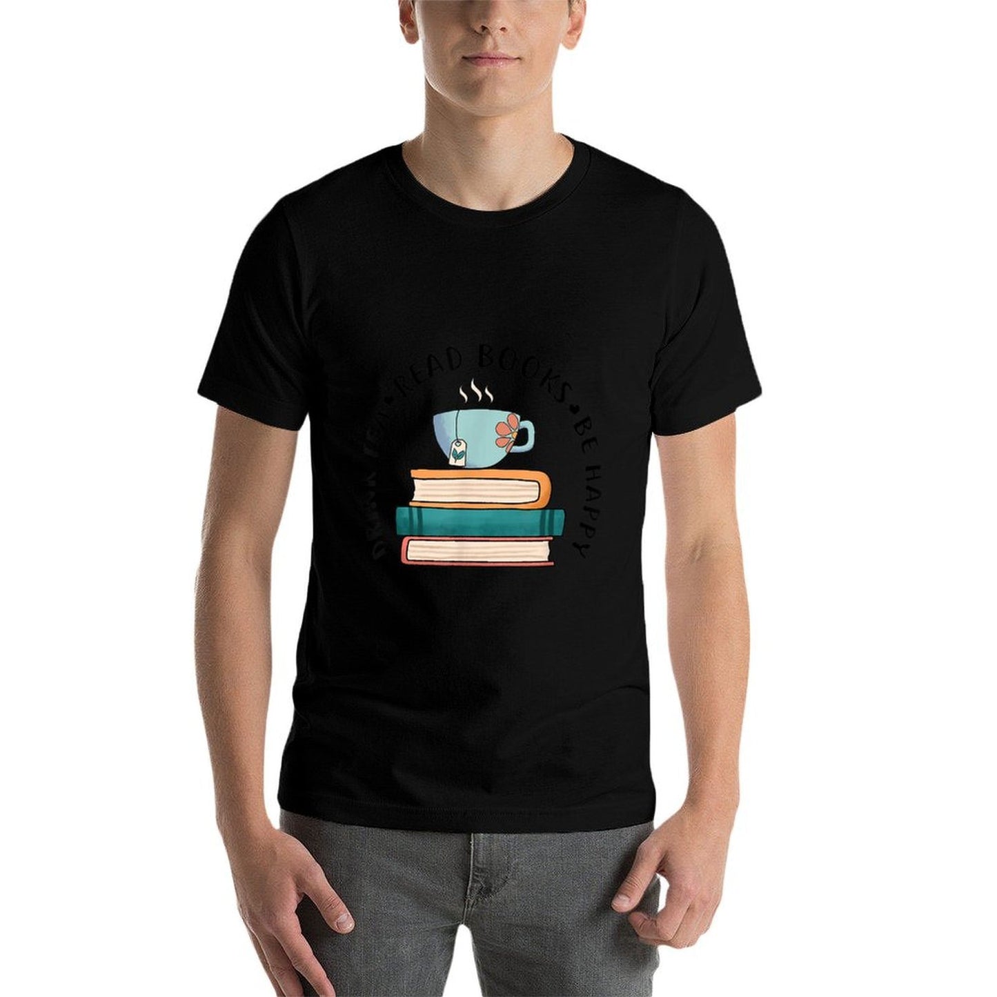 Drink Tea Read Books Be Happy Reading Book Worm  Trendy Pattern T-Shirt