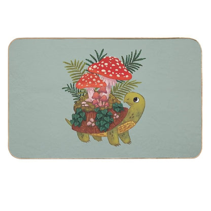 Mushroom Planty Turtle  Stain-Proof Bath Mat