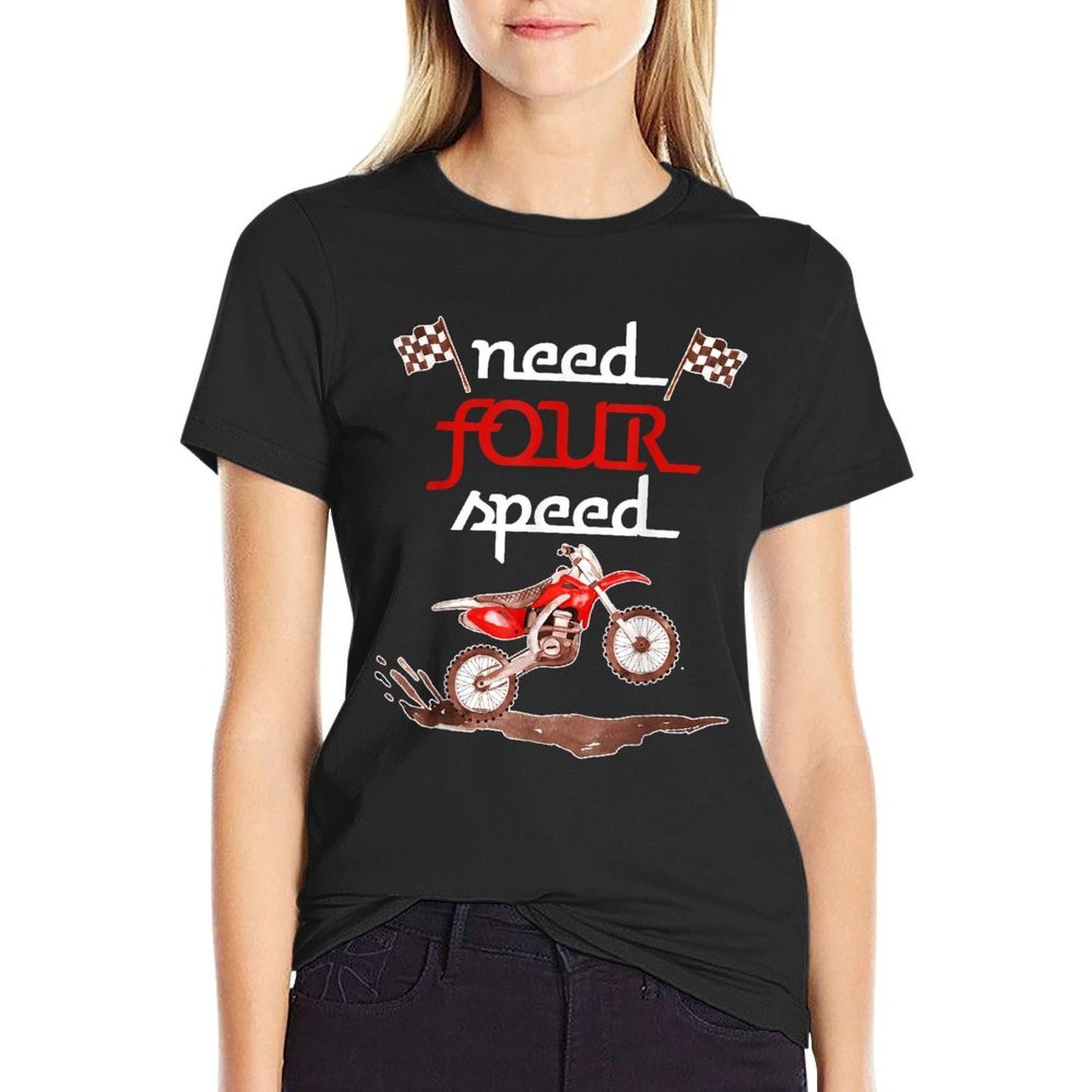 Need Four Speed Birthday Motocross 4th Birthday Dirt Bike  Graphic-printed T-Shirt
