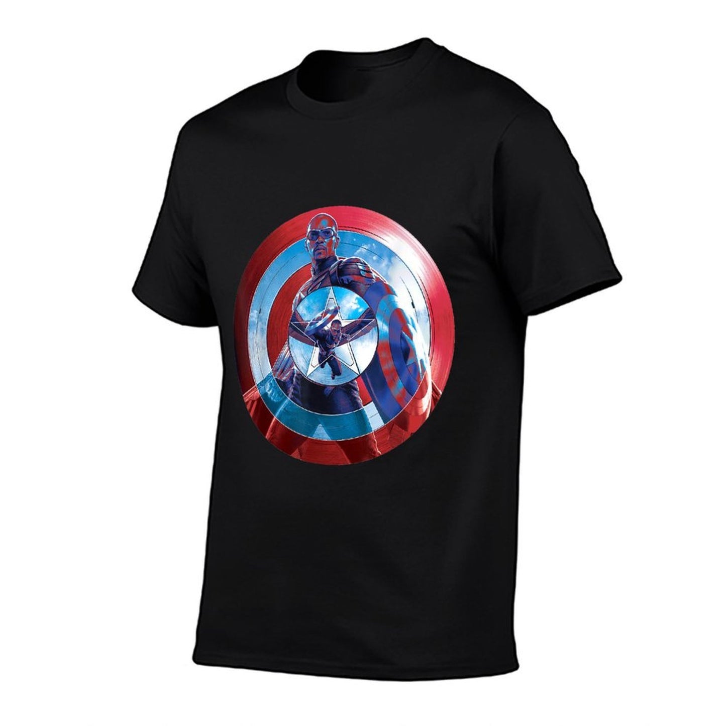Marvel Captain America 4 Brave New World Shield Reflection  Rolled Sleeves T-Shirt